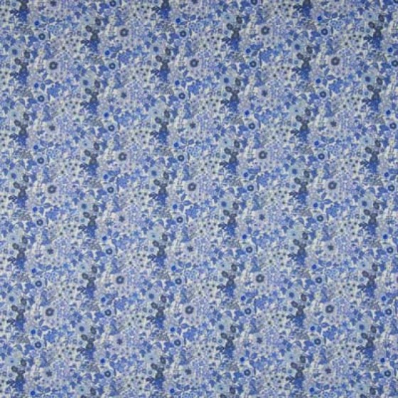 Voile de coton fleurs bleues