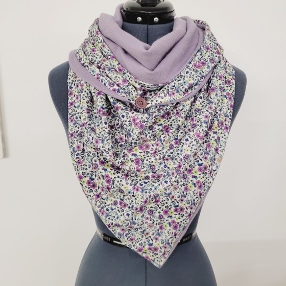 Chèche à bouton liberty lilas