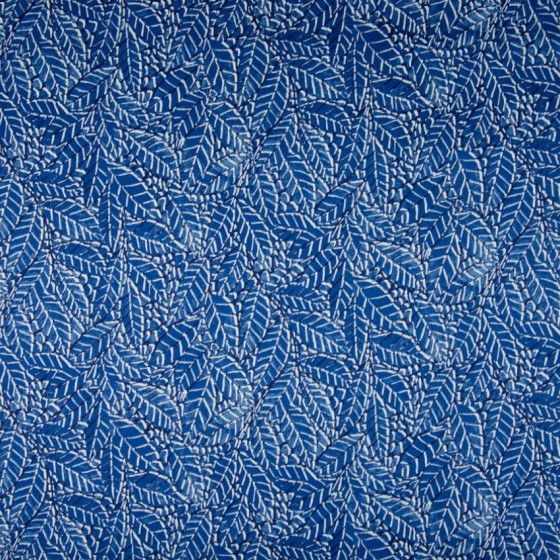 Satin de coton feuilles bleu